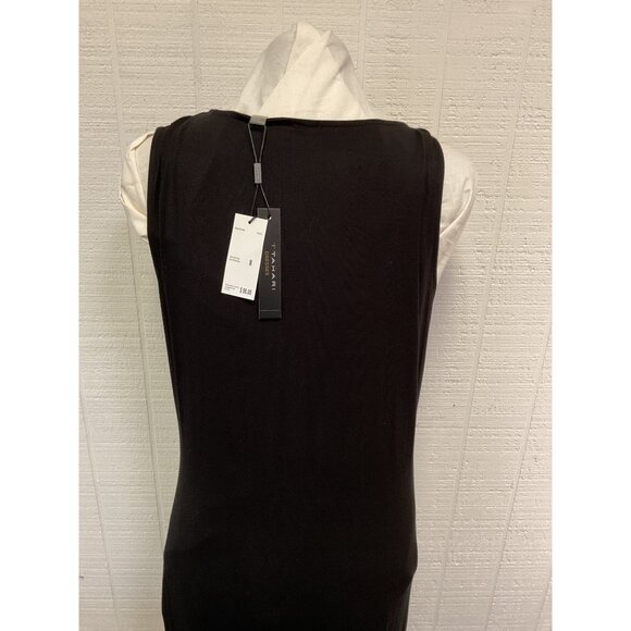 Black Twist-Front Sleeveless Midi Dress By Tahari M - Picture 6 of 6